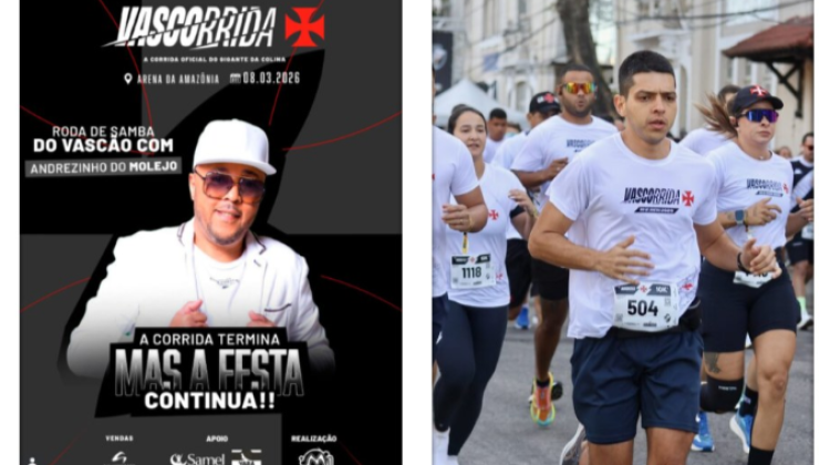 Vascorrida 2026 - Andrezinho do Molejo é atração cultural do evento do dia 8 de março em Manaus - arte M1 Eventos - divulgação 2